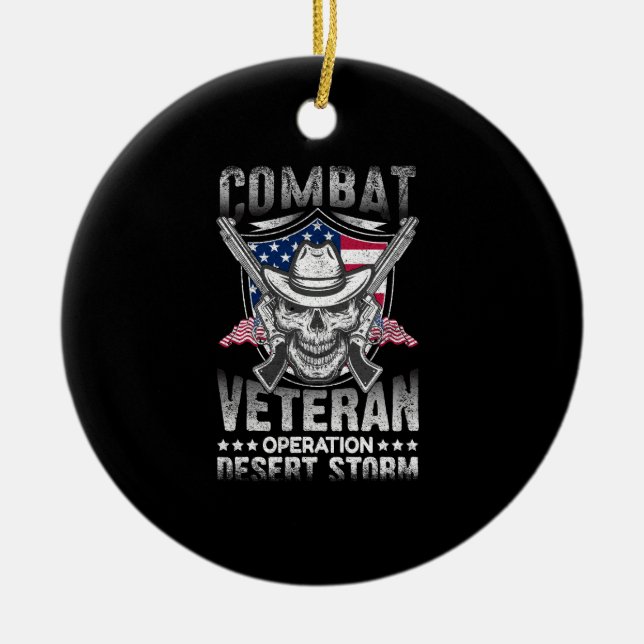 combat veteran operation desert storm ceramic ornament (Front)