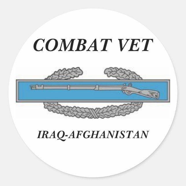 CombatInfBadge1Awd, COMBAT VET, IRAQ-AFGHANISTAN Classic Round Sticker (Front)