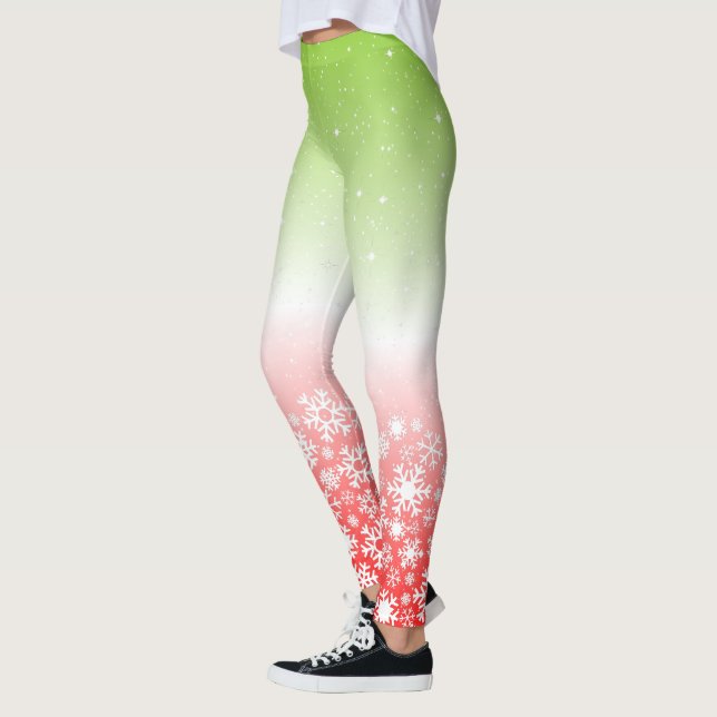 Combination of Tropical Colours and Snowflakes Leggings (Left)