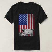 Combine Harvester American Flag Farmer Agriculture