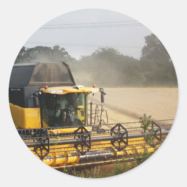 Combine harvester classic round sticker (Front)