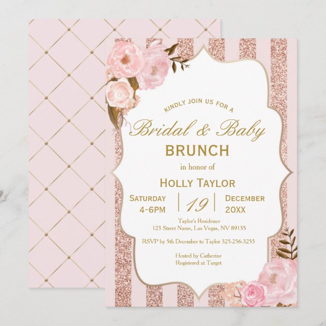 Combined Baby Shower and Bridal Shower Ideas Invitation (Front/Back)