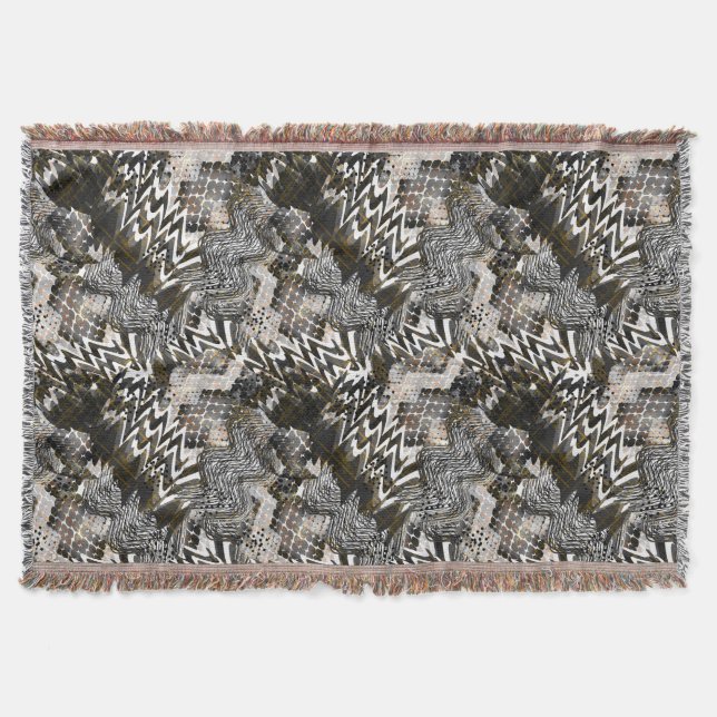 Combined, ethnic, African . Throw Blanket (Front)