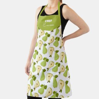 Combined pattern of open and whole pears apron