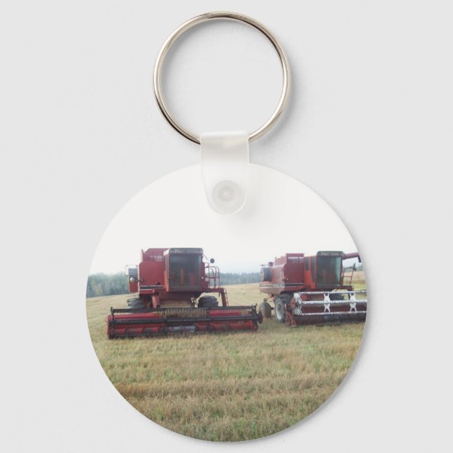 Combines in a Field Key Ring (Front)