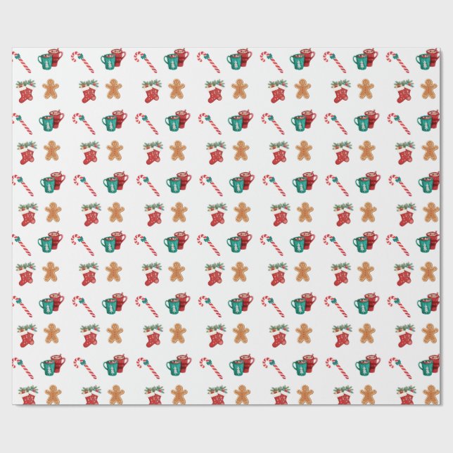 Combining the vibrant Christmas icons Wrapping Pap Wrapping Paper (Flat)
