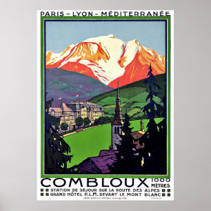Combloux on Summer, France, vintage travel Poster
