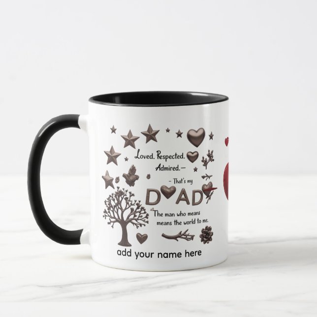 Combo 11 oz Personalised Mug – Loved. Respected (Left)