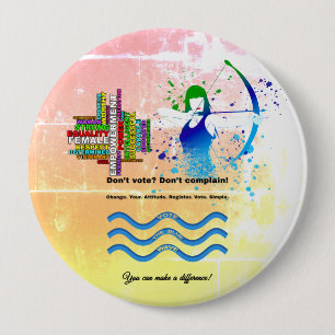 Combo Female Archer Strong Women Vote Blue 10 Cm Round Badge