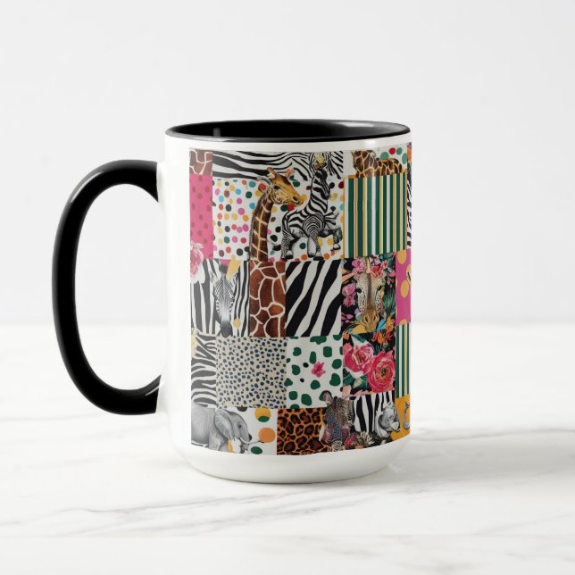 Combo Mug 15 oz – Colourful Safari Animal Print (Left)