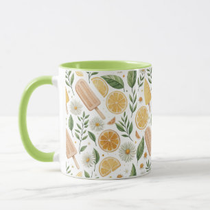 Combo Mug – Lemon Popsicle & Daisy Floral Pattern