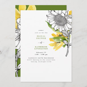 Combo Sunflower Watercolor Bridal Shower Invitation