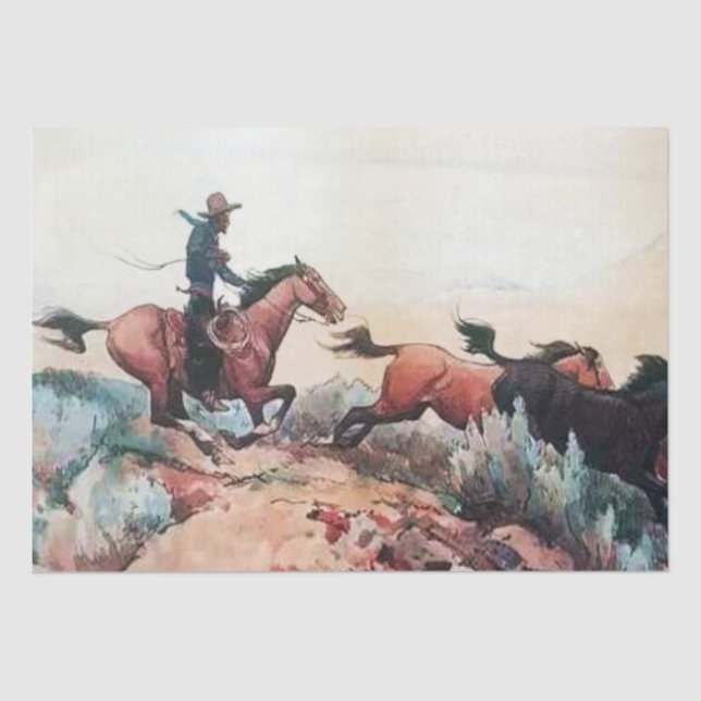 “Come A-Runnin” Western Art by Maynard Dixon Tissue Paper (Front)