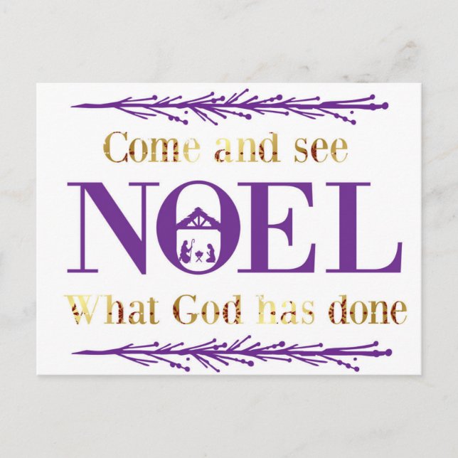 Come And See What God Has Done Noel Christmas Postcard (Front)