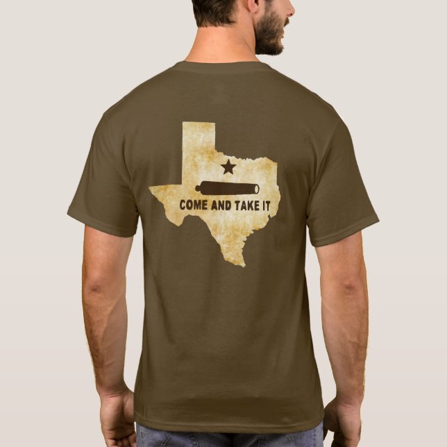 Come and Take It flag emblem on Texas T-Shirt (Back)