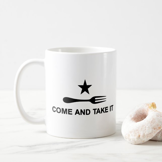 Come and Take It Fork Coffee Mug (With Donut)