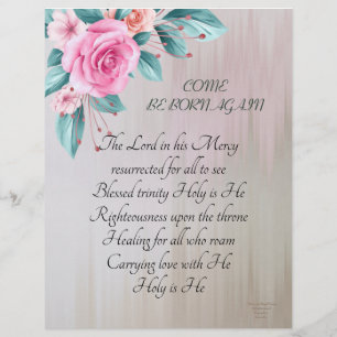 Come Be Born Again Floral Watercolor Stationary