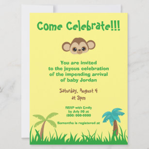 Come Celebrate Gender Neutral Monkey Baby Shower Invitation