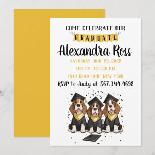 Come Celebrate Our Graduate Basset Hound Dogs Invitation