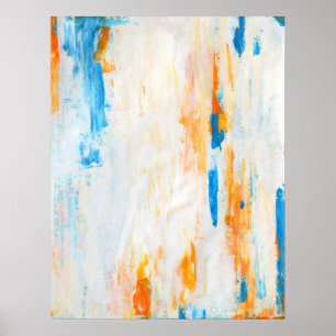 'Come Closer' Teal and Orange Abstract Art Poster