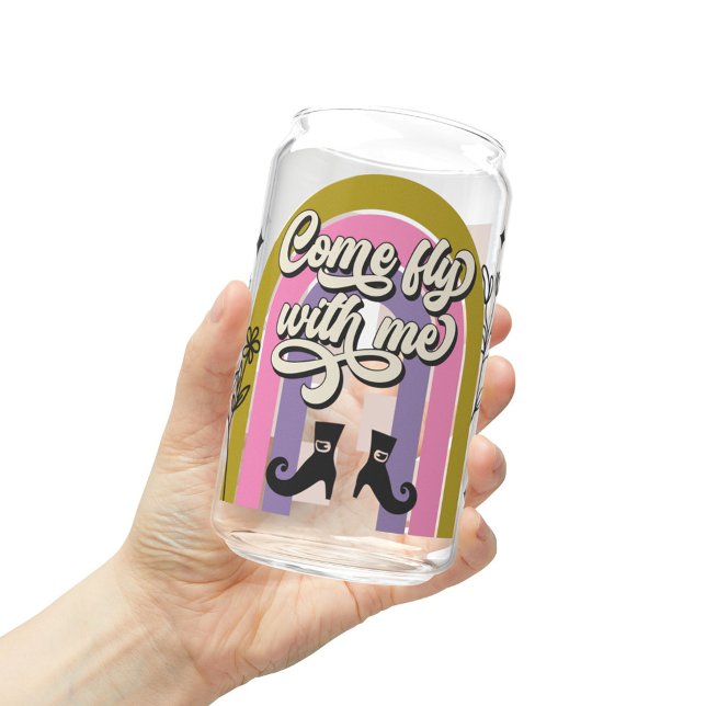Come Fly With Me Halloween Glass, Fall Season Gift Can Glass (Creator Uploaded)