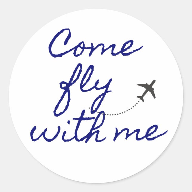 Come fly with me navy/white minimalist sticker (Front)