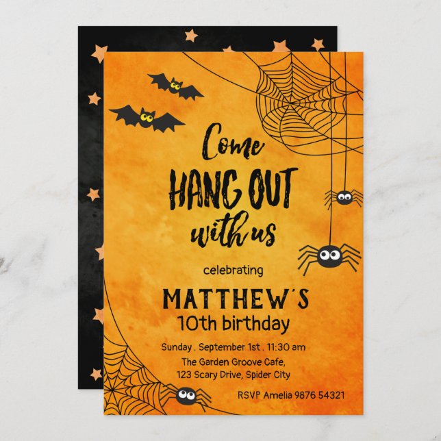 Come Hang Out With Us | Halloween Birthday Invitation (Front/Back)