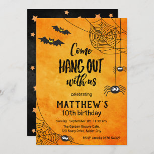 Come Hang Out With Us   Halloween Birthday Invitation