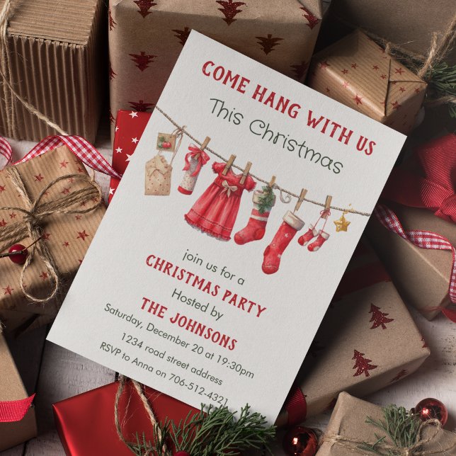 Come Hang With Us Funny Christmas Party Invitation (Creator Uploaded)