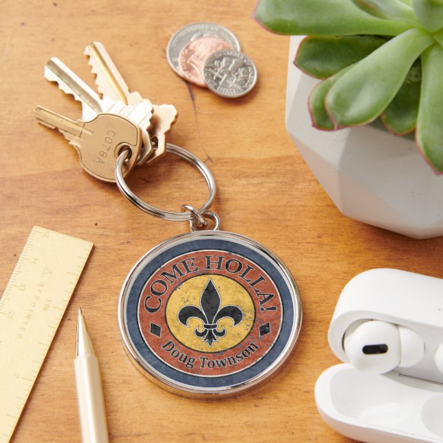 Come Holla! Fleur-de-lis Circle Logo Key Ring (Desk)