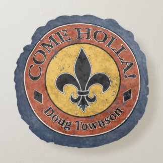 Come Holla! Fleur-de-lis Circle Logo Round Cushion