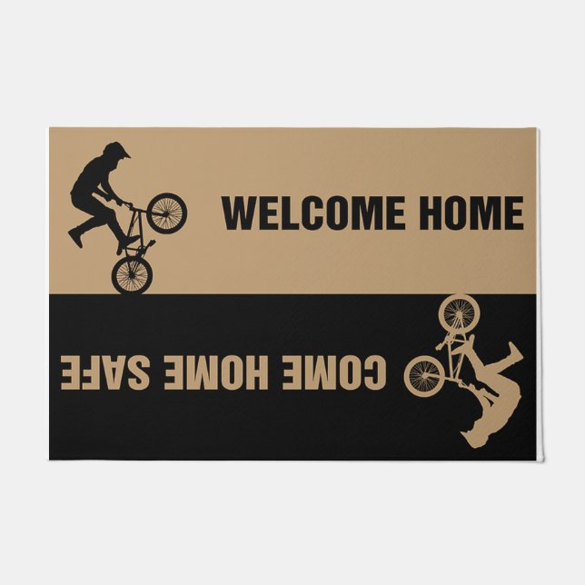 Come Home Safe Welcome Home Biking Doormat (Front)