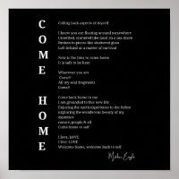 Come Home Soul Inspirational Poem Wall Art Poster