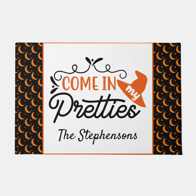 Come In My Pretties Personalised Halloween Witch Doormat (Front)