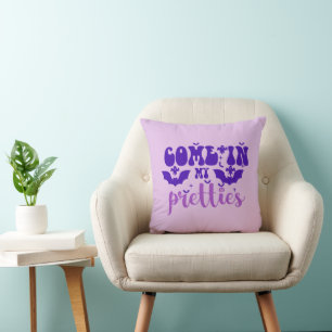 Come in My Pretties Purple Halloween Cushion