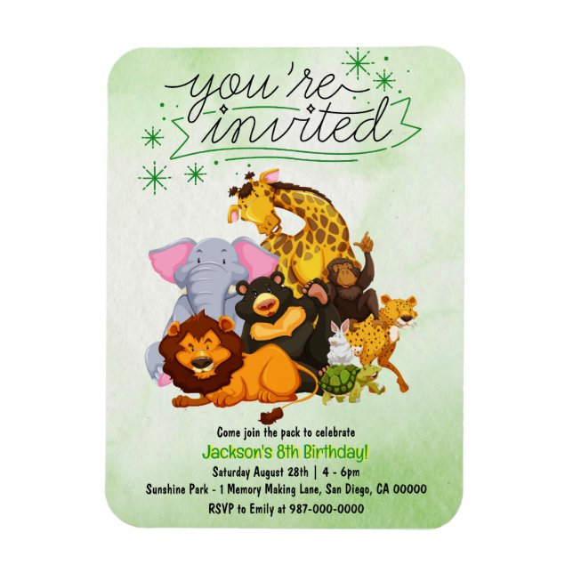 Come Join The Pack Safari Animal Party Invitation  Magnet (Vertical)