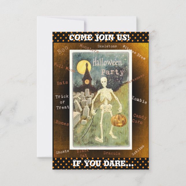 Come Join Us! Skeleton Halloween Party Invitation (Front)