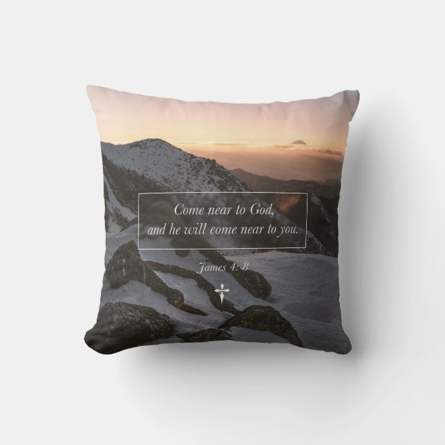 Come Near To God James 4: 8 Faith Bible Verse Cushion (Front)