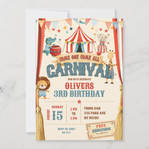 Come One Come All Carnival Birthday Invitation