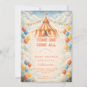 Come One Come All Circus Baby Shower Invitation
