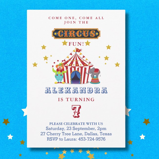 Come One Come All Red Big Top Circus Birthday  Invitation (Creator Uploaded)