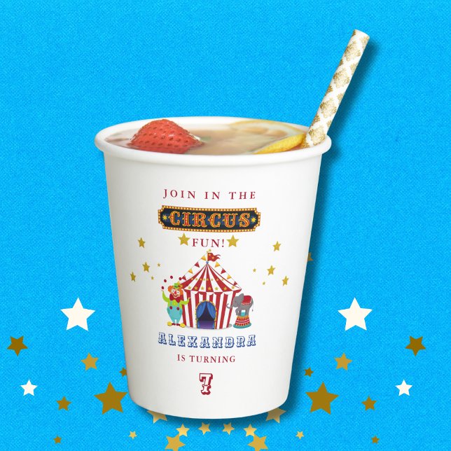 Come One Come All Red Carnival Circus Birthday Paper Cups (Creator Uploaded)