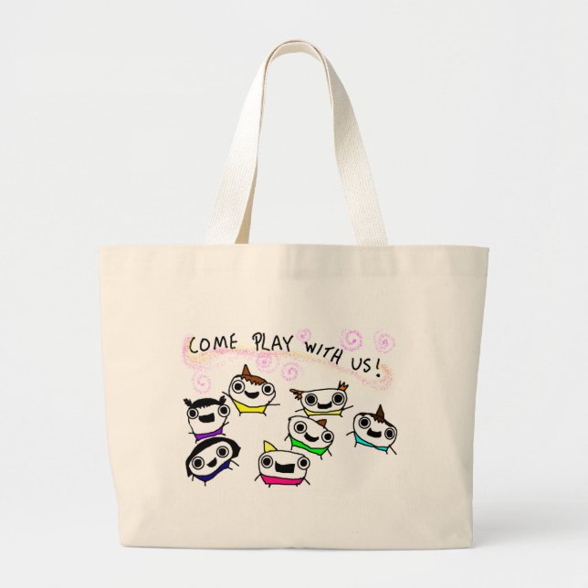 "Come play with us" Large Tote Bag (Front)
