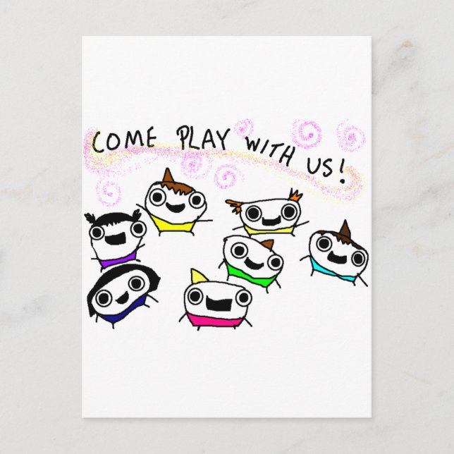 "Come play with us" Postcard (Front)