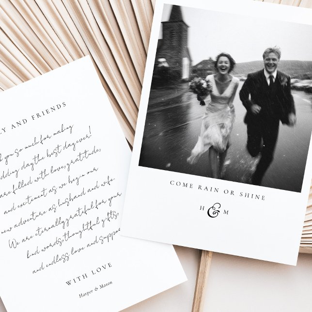 "COME RAIN OR SHINE" Photo Thank You Card (Creator Uploaded)