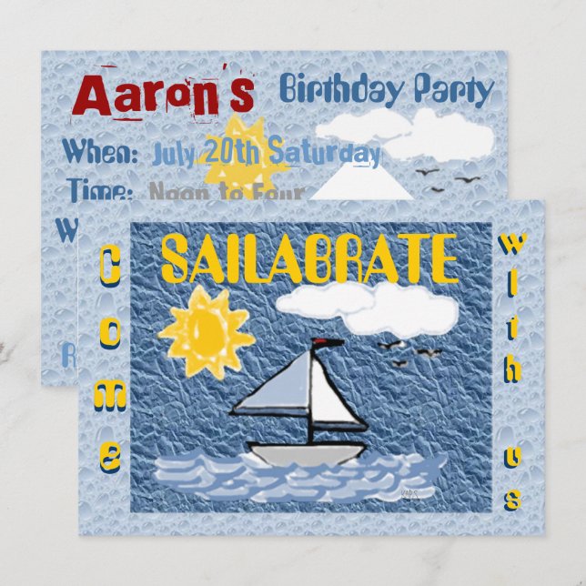 Come Sailabrate Birthday Invitation (Front/Back)