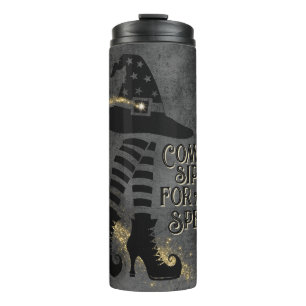 Come Sip (Sit) For A Spell Black Thermal Tumbler