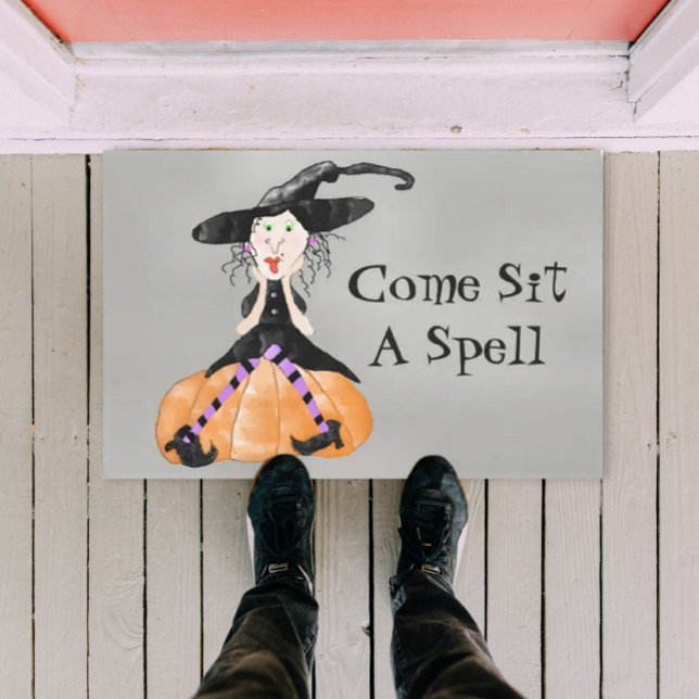 Come Sit A Spell Witch Halloween Door Mat (Creator Uploaded)