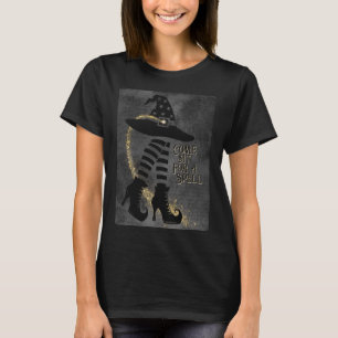 Come Sit For A Spell Witches Hat & Shoes Gold Star T-Shirt
