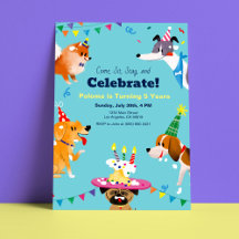 Come, Sit, Stay Birthday Party Invitation